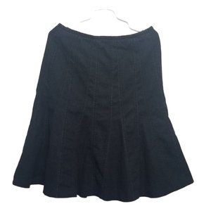 Larry Levine Black Stretch Flared Denim Skirt 10
